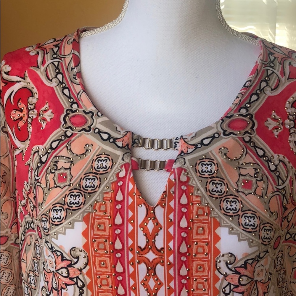 NWOT - JM Collection Tunic in 0X - Spring colors